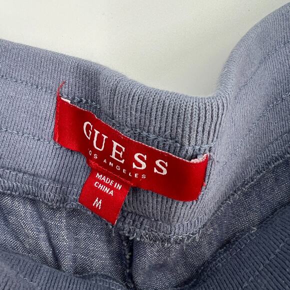 Guess Capri‎ Pants Womens M Y2K Blue Linen Blend 90s Chambray Hip Hop Urban - Picture 4 of 9
